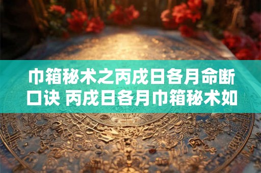 巾箱秘术之丙戌日各月命断口诀 丙戌日各月巾箱秘术如何断命 巾箱秘术之丙戌日各月命断口诀 丙戌日各月巾箱秘术如何断命