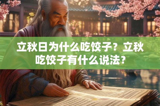 立秋日为什么吃饺子？立秋吃饺子有什么说法？