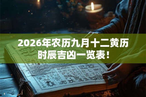 2026年农历九月十二黄历时辰吉凶一览表！