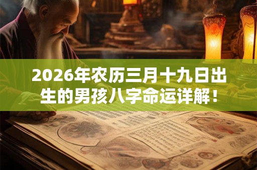 2026年农历三月十九日出生的男孩八字命运详解！