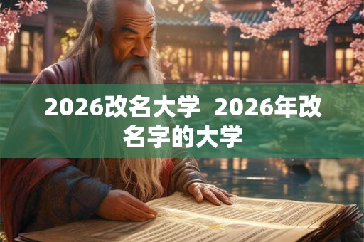 2026改名大学  2026年改名字的大学