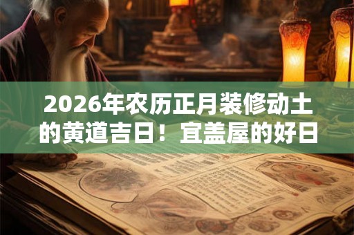 2026年农历正月装修动土的黄道吉日！宜盖屋的好日子