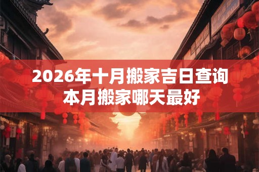 2026年十月搬家吉日查询 本月搬家哪天最好 2026年十月搬家吉日查询 本月搬家哪天最好