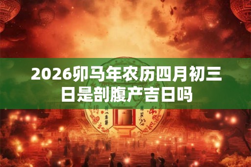 2026卯马年农历四月初三日是剖腹产吉日吗