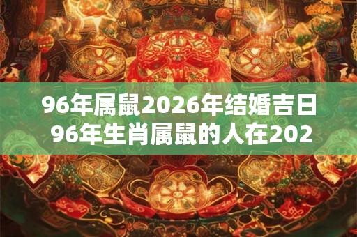 96年属鼠2026年结婚吉日 96年生肖属鼠的人在2026年有哪些吉日适合结婚