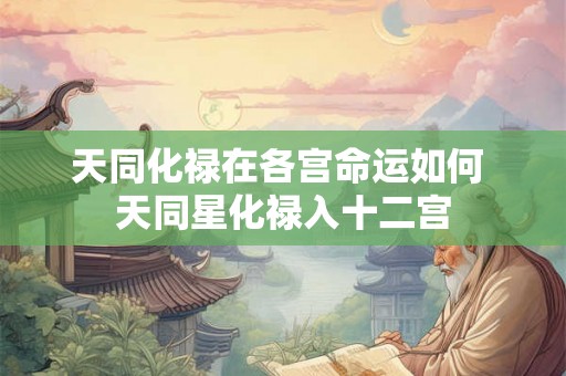 天同化禄在各宫命运如何 天同星化禄入十二宫