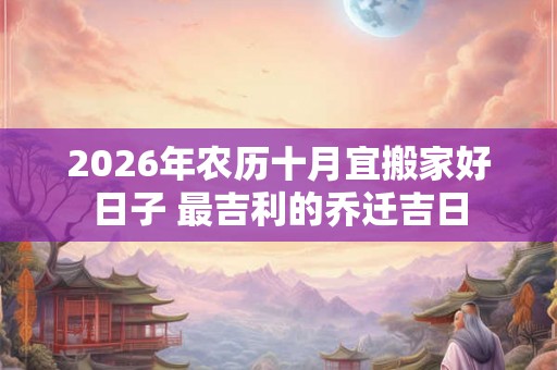 2026年农历十月宜搬家好日子 最吉利的乔迁吉日