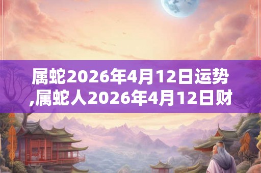 属蛇2026年4月12日运势,属蛇人2026年4月12日财运,生肖蛇2026年4月12日运势