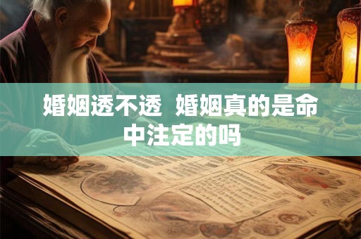 婚姻透不透  婚姻真的是命中注定的吗