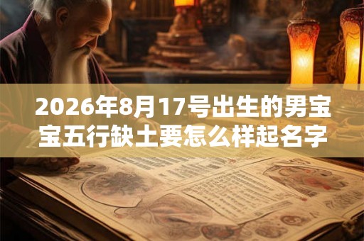 2026年8月17号出生的男宝宝五行缺土要怎么样起名字