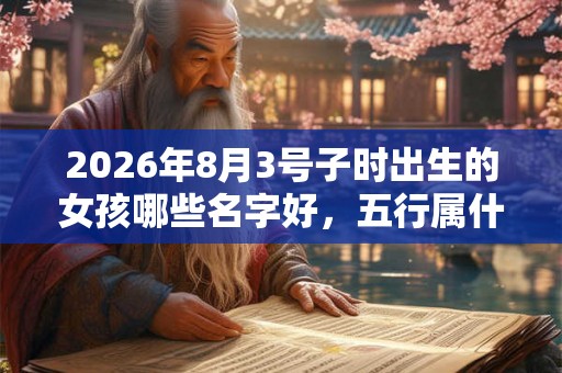 2026年8月3号子时出生的女孩哪些名字好，五行属什么