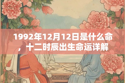 1992年12月12日是什么命，十二时辰出生命运详解