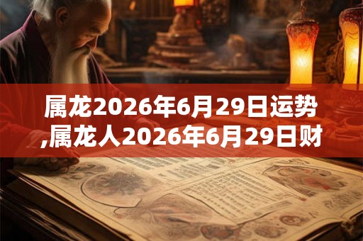 属龙2026年6月29日运势,属龙人2026年6月29日财运,生肖龙2026年6月29日运势