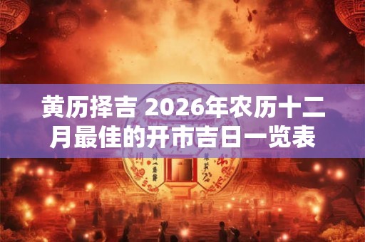 黄历择吉 2026年农历十二月最佳的开市吉日一览表