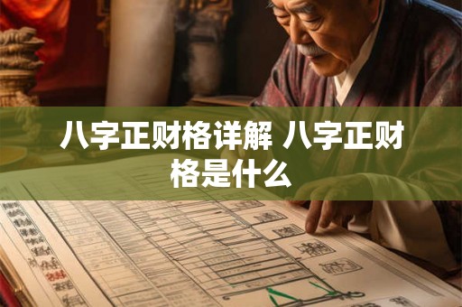 八字正财格详解 八字正财格是什么
