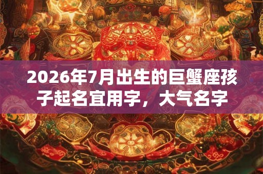 2026年7月出生的巨蟹座孩子起名宜用字，大气名字
