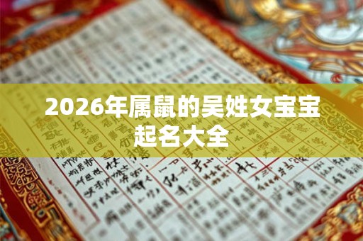 2026年属鼠的吴姓女宝宝起名大全