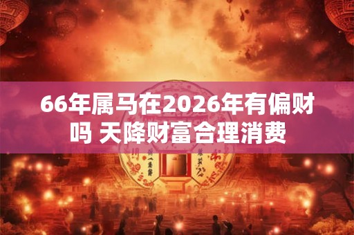66年属马在2026年有偏财吗 天降财富合理消费