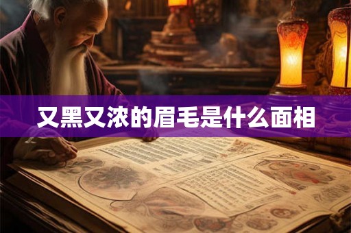 又黑又浓的眉毛是什么面相