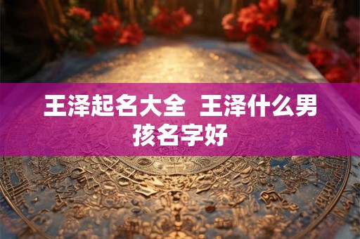 王泽起名大全  王泽什么男孩名字好