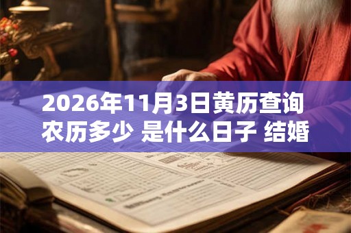 2026年11月3日黄历查询 农历多少 是什么日子 结婚吉时