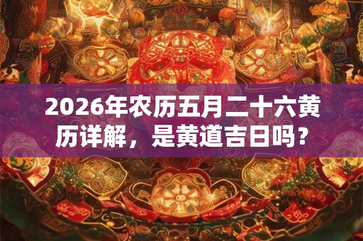 2026年农历五月二十六黄历详解，是黄道吉日吗？