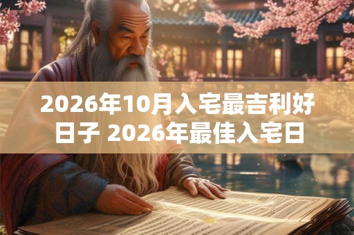 2026年10月入宅最吉利好日子 2026年最佳入宅日