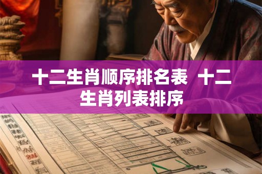 十二生肖顺序排名表  十二生肖列表排序