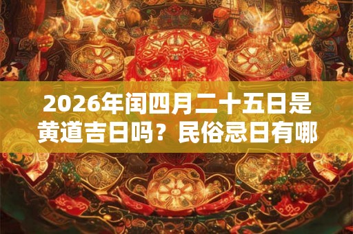 2026年闰四月二十五日是黄道吉日吗？民俗忌日有哪些？
