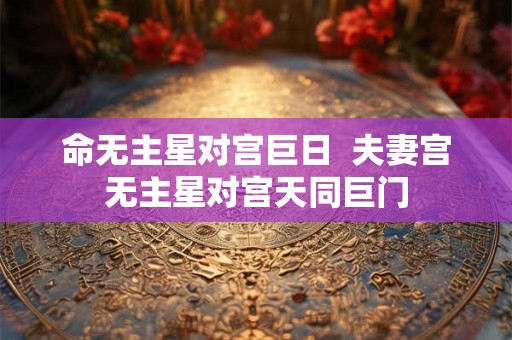 命无主星对宫巨日  夫妻宫无主星对宫天同巨门