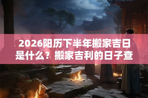2026阳历下半年搬家吉日是什么？搬家吉利的日子查询