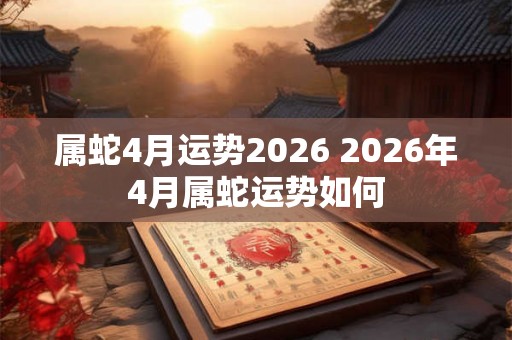 属蛇4月运势2026 2026年4月属蛇运势如何