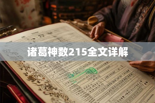 诸葛神数215全文详解
