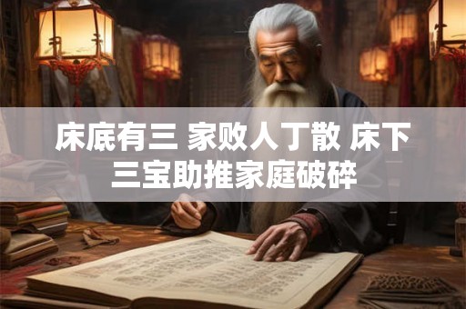 床底有三 家败人丁散 床下三宝助推家庭破碎