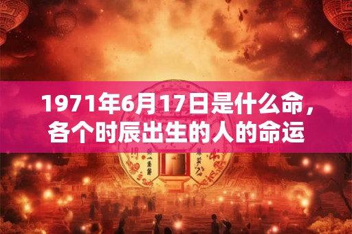 1971年6月17日是什么命，各个时辰出生的人的命运