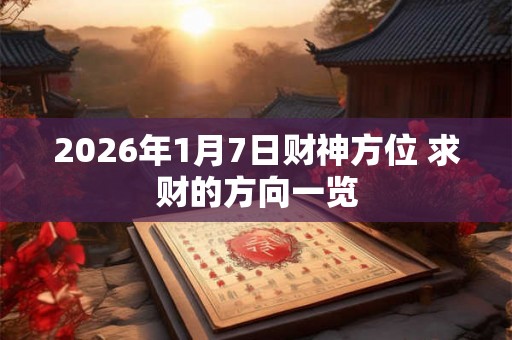 2026年1月7日财神方位 求财的方向一览