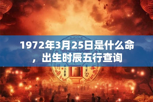 1972年3月25日是什么命，出生时辰五行查询