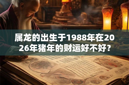 属龙的出生于1988年在2026年猪年的财运好不好？