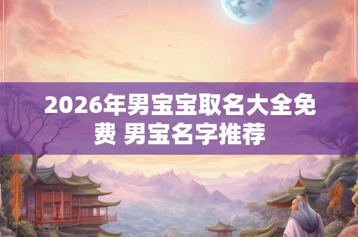 2026年男宝宝取名大全免费 男宝名字推荐