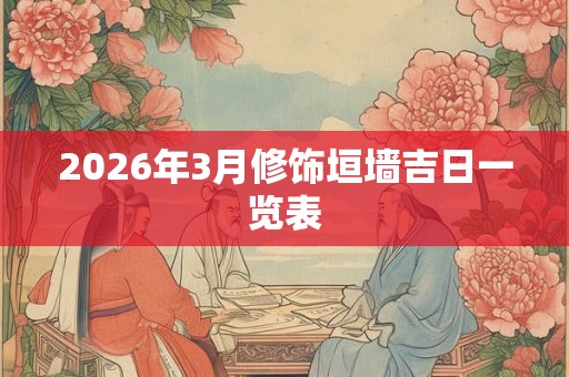 2026年3月修饰垣墙吉日一览表