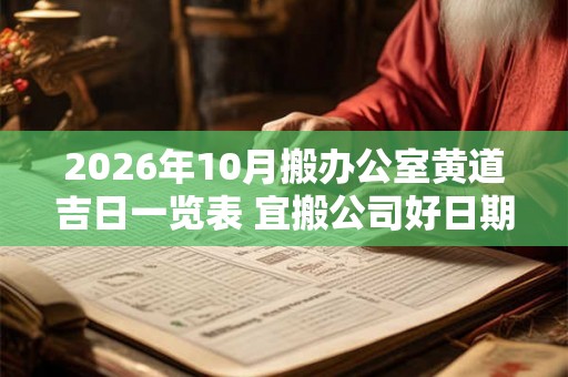 2026年10月搬办公室黄道吉日一览表 宜搬公司好日期