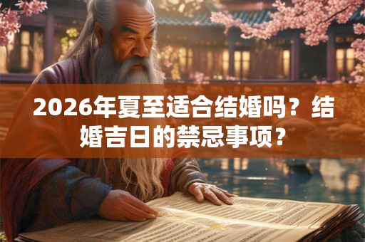 2026年夏至适合结婚吗？结婚吉日的禁忌事项？