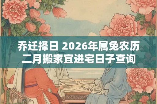 乔迁择日 2026年属兔农历二月搬家宜进宅日子查询