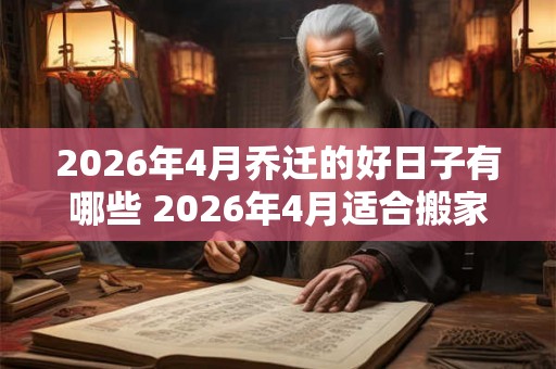 2026年4月乔迁的好日子有哪些 2026年4月适合搬家吗