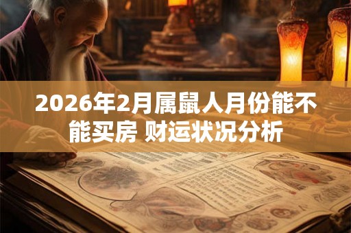 2026年2月属鼠人月份能不能买房 财运状况分析