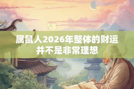 属鼠人2026年整体的财运并不是非常理想