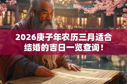 2026庚子年农历三月适合结婚的吉日一览查询！