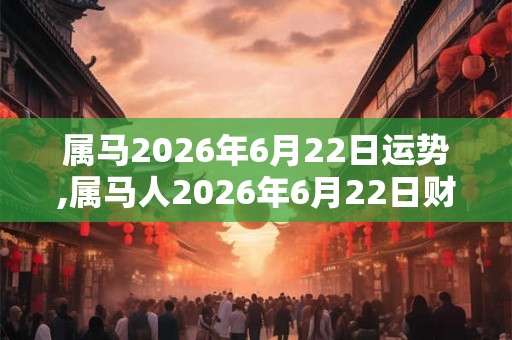 属马2026年6月22日运势,属马人2026年6月22日财运,生肖马2026年6月22日运势