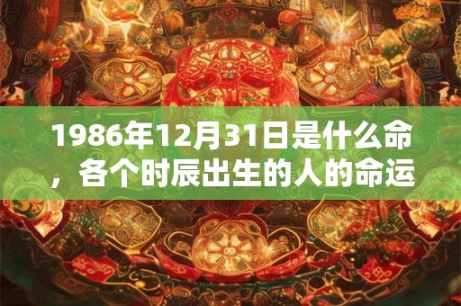 1986年12月31日是什么命，各个时辰出生的人的命运