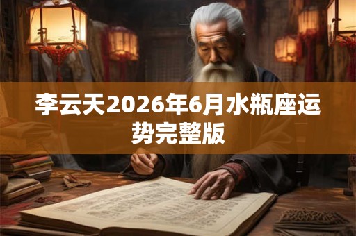 李云天2026年6月水瓶座运势完整版